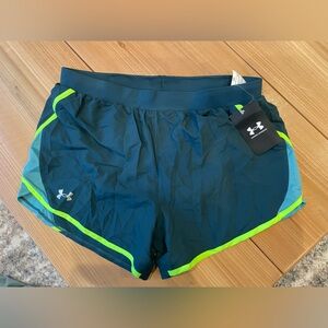 Under Armour Teal and Neon Green Running Shorts